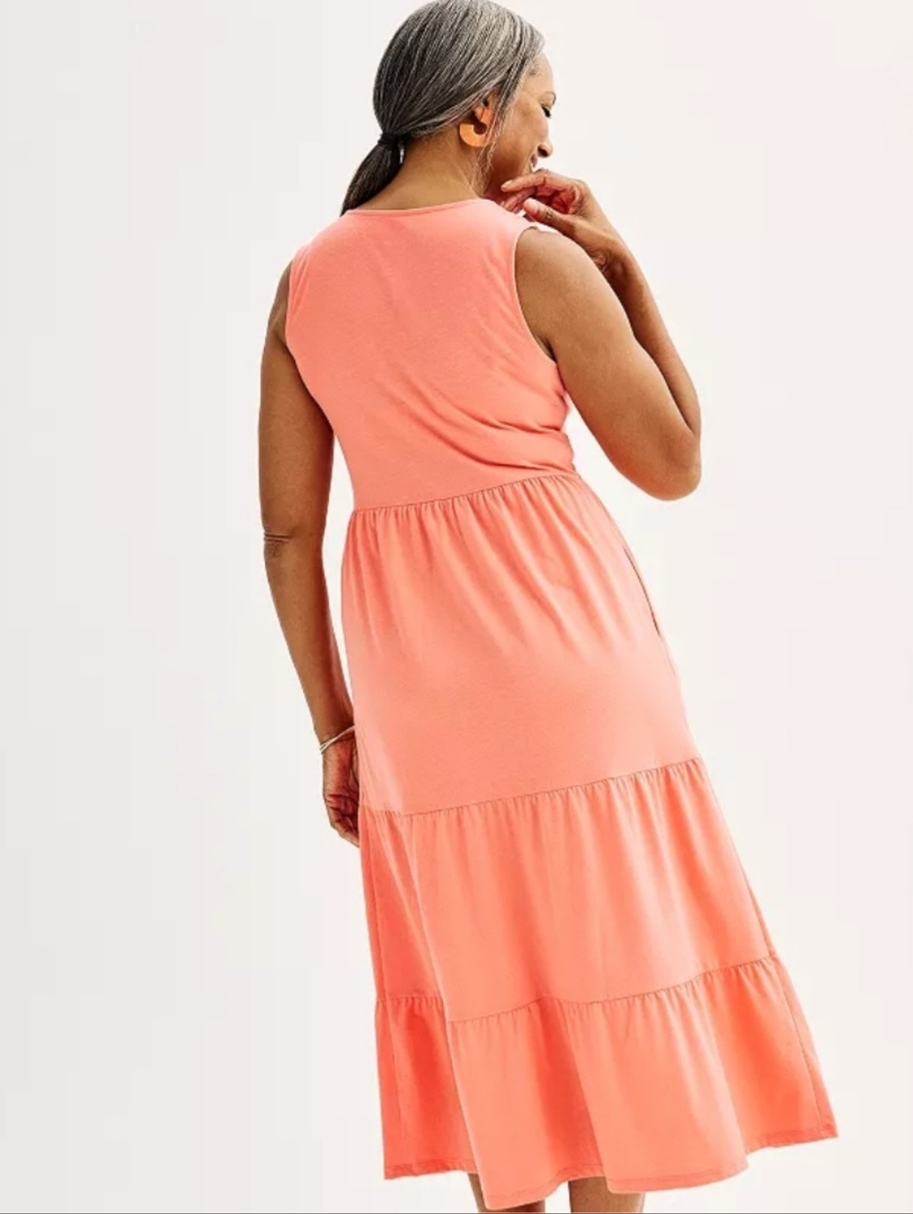 Croft & Barrow Coral Embroidered Tiered Boho Cottagecore Casual Dress - Size XXL - Picture 3 of 15